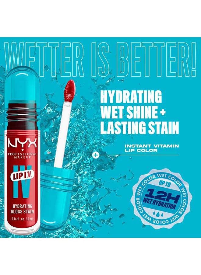 NYX PROFESSIONAL MAKEUP - Lip Iv Hydrating Gloss Stain Lip Gloss + Serum Up To 12Hr Hydration High Pigment Wet Shine Finish Cranberry Splash - Image 1