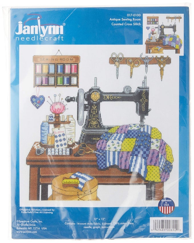 14 COUNT ANTIQUE SEWING ROOM CROSS STITCH KIT 12 BY 12INCH