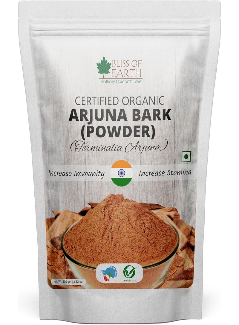 Bliss of Earth Arjuna Bark Powder 100g Herbal Supplement for Heart Health and Organic Natural Cardiovascular Support - Image 1
