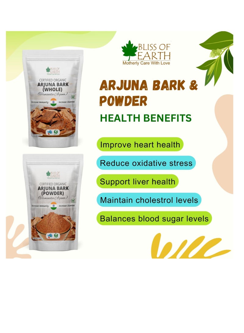Bliss of Earth Arjuna Bark Powder 100g Herbal Supplement for Heart Health and Organic Natural Cardiovascular Support - Image 2