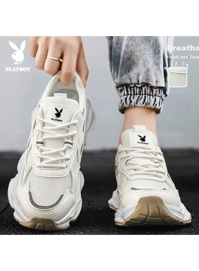 Playboy Dad Shoes For Men, Autumn And Winter Season, Men's Casual Shoes, Fashionable Height-increasing Sneakers, White, Size 44 - Image 3