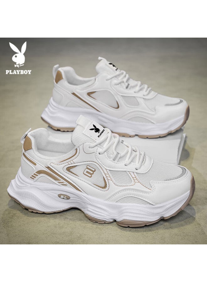 Playboy Dad Shoes For Men, Autumn And Winter Season, Men's Casual Shoes, Fashionable Height-increasing Sneakers, White, Size 44 - Image 1