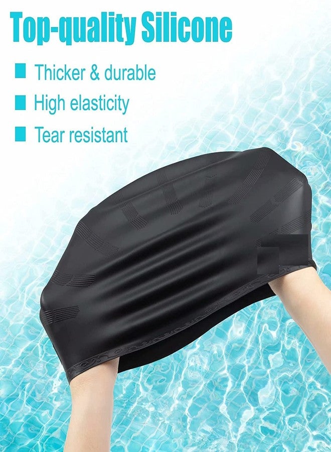 Spanker Unisex Swim Caps with 3D Ear Protection,Silicone Swimming Hats for Women Men Kids Adults Pack of 2 (Blue and Black Combo) with Ear and Nose Protection Set SSTP - Image 3