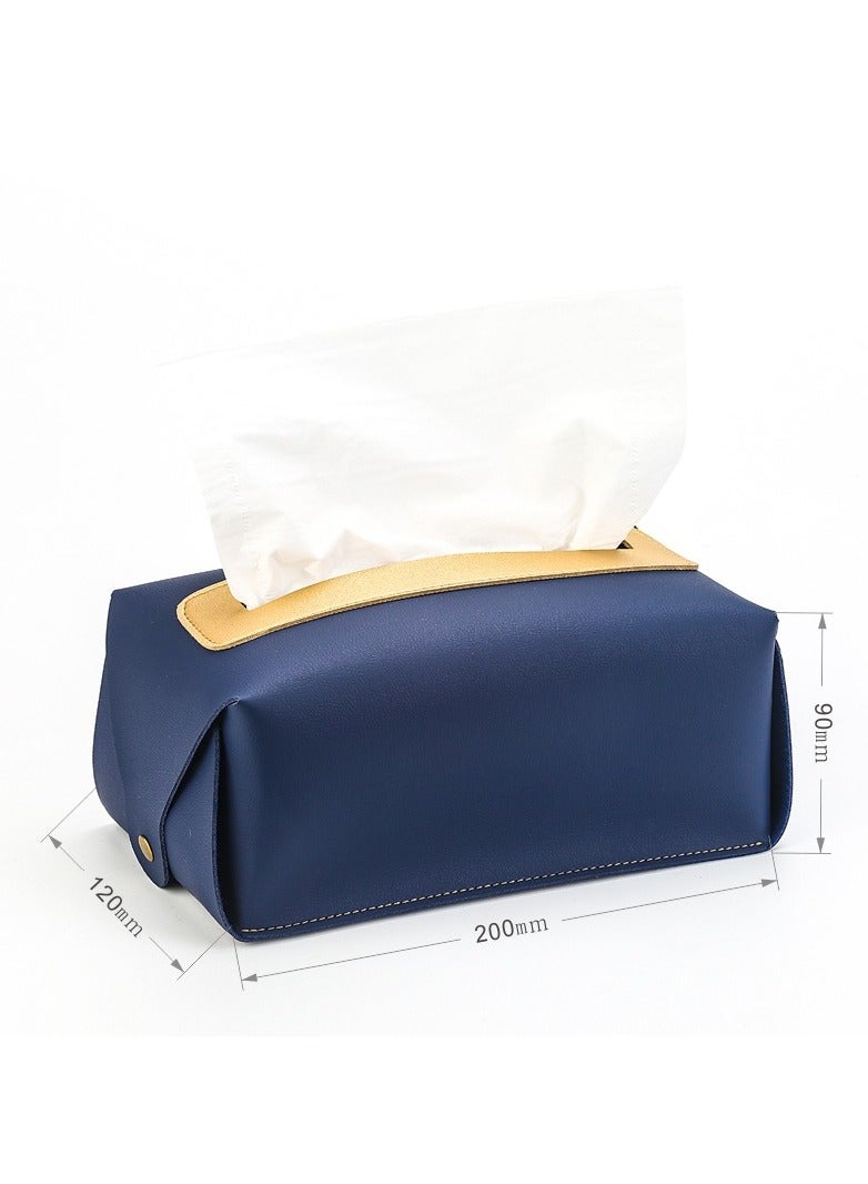 Stitching Colors, Minimalist Style Leather Tissue Box – Home Decorations for Living Room, Bedroom and Office, Tissue Box Cover for Car - Image 3