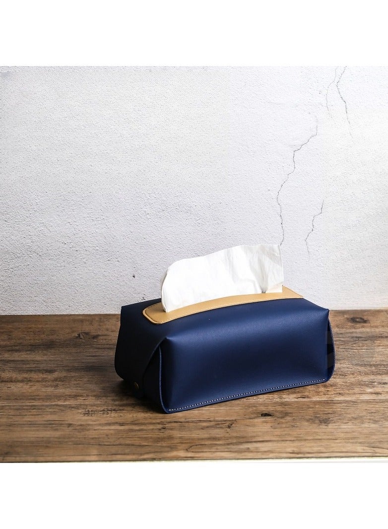 Stitching Colors, Minimalist Style Leather Tissue Box – Home Decorations for Living Room, Bedroom and Office, Tissue Box Cover for Car - Image 2