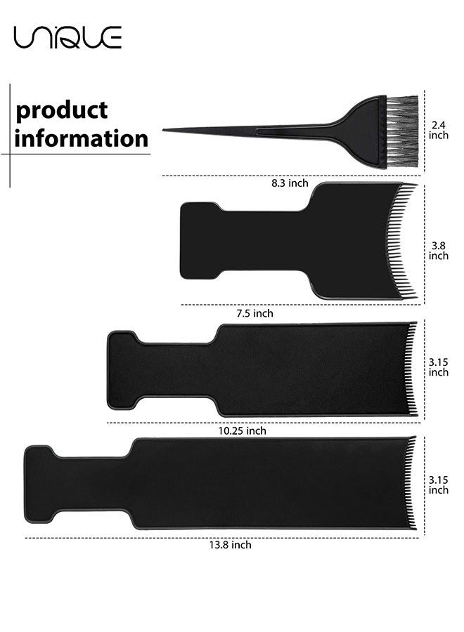 Unique 4Pcs Highlighting Board and Brush Kit Flat Top Paddle Board Comb Hair Highlighting Sectioning Comb Set Hair Coloring Brushï¼Œ3Pcs Tinting Paddles 1Pcs Hair Coloring Brush - For Hair Dye & Salon Uses - Image 2