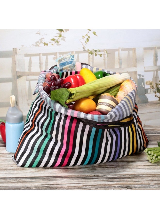 KINGMAS Reusable Grocery Bags, 2 Pack Eco-Friendly Folding Tote Shopping Bag fits in Pocket, Washable Waterproof Nylon Pouch Bags - Image 3
