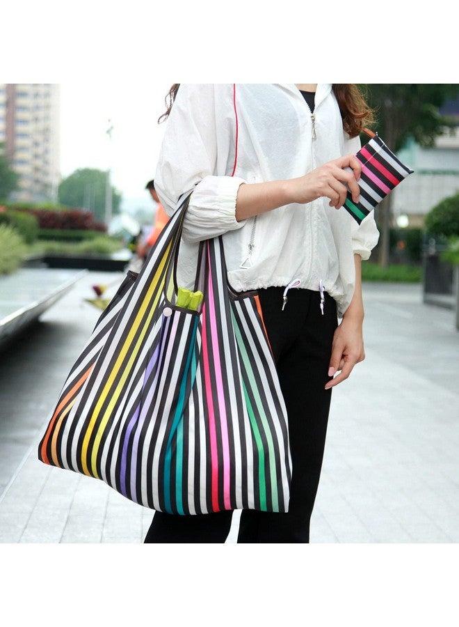 KINGMAS Reusable Grocery Bags, 2 Pack Eco-Friendly Folding Tote Shopping Bag fits in Pocket, Washable Waterproof Nylon Pouch Bags - Image 4