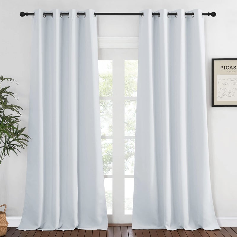 NICETOWN Room Darkening Curtain Window Panel - (Greyish White Color) Solid Thermal Insulated Drape/Drapery for Bedroom,52x95 inches, 1 Pack - Image 1