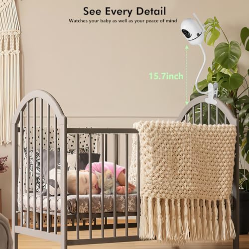 CaGuan Flexible Baby Monitor Mount for HelloBaby HB6550/HB65/HB40/HB6339/HB66/HB6550Pro, ANMEATE SM935E, Baby Camera Mount Holder Stand with 15.7 inch, Attach to Baby Crib Without Wall Damage - Image 5