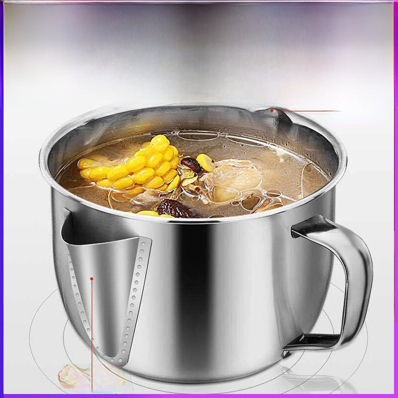 304 Stainless Steel Household Oil Filter Cup Soup Oil Separation Cup Yuezi Oil Separator Soup Pot Skimming Oil Filter Kitchen([without cover] 304 oil separator) - Image 2