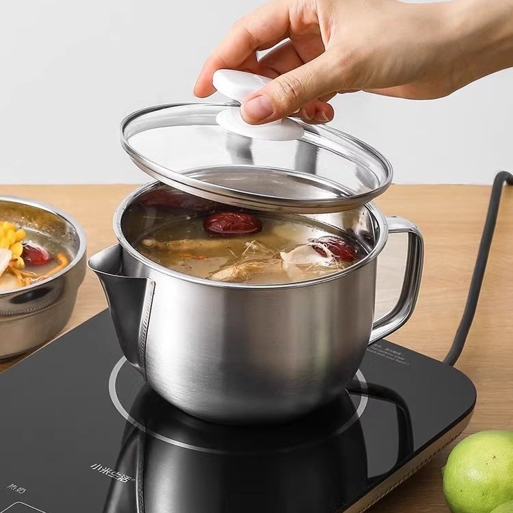 304 Stainless Steel Household Oil Filter Cup Soup Oil Separation Cup Yuezi Oil Separator Soup Pot Skimming Oil Filter Kitchen([without cover] 304 oil separator) - Image 3