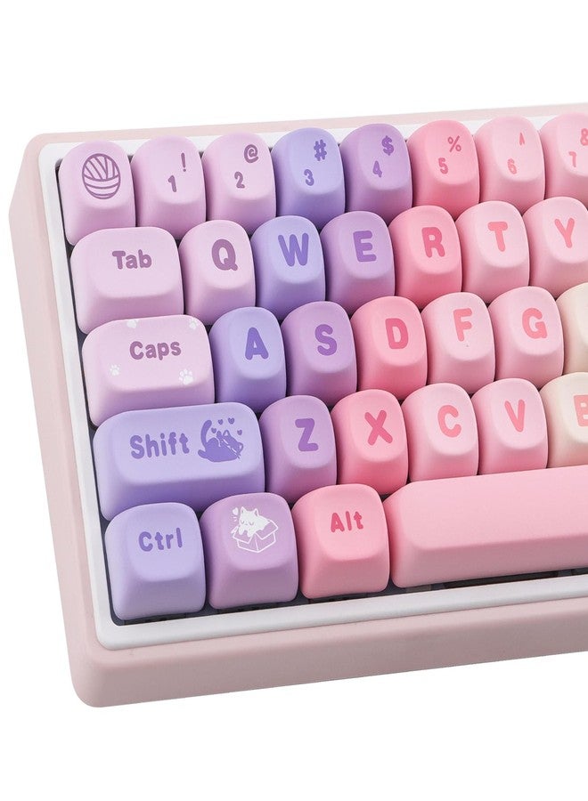 TYRIXKI PBT Keycaps 136 Keys MOA Keycaps, Gradient Cat Keycap Dye-Sublimation Cute Custom Keycap Set for Cherry Gateron MX Swithes Mechanical Gaming Keyboards - Image 1