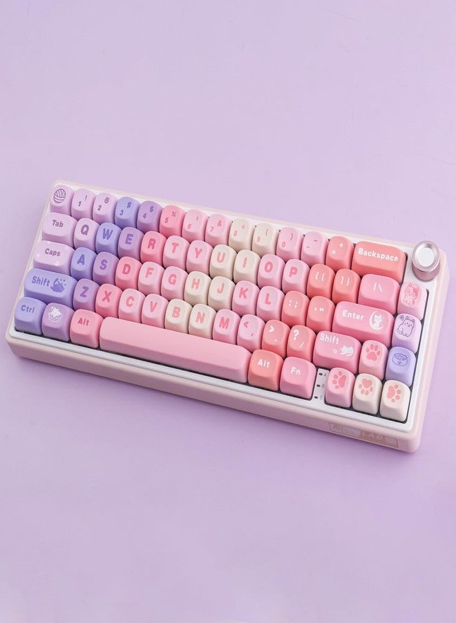 TYRIXKI PBT Keycaps 136 Keys MOA Keycaps, Gradient Cat Keycap Dye-Sublimation Cute Custom Keycap Set for Cherry Gateron MX Swithes Mechanical Gaming Keyboards - Image 5