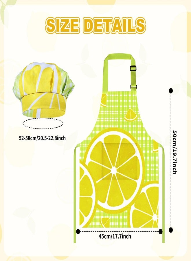 DASHUAIGE Lemonade Stand Supplies Set, 50 Pcs Lemonade Cups with Lids and Straws, 2 Pcs Kids Lemon Aprons with 2 Chef Hats, Wooden Blackboard with Chalks Banners Tablecloth Stickers for Summer Lemon Party Decor - Image 3