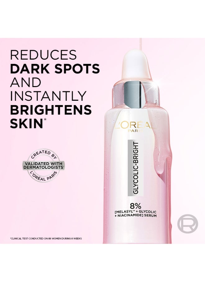 L'OREAL PARIS - Glycolic Bright 8% Melasyl + Niacinamide Face Serum for Brightening Dark Spots - Image 1