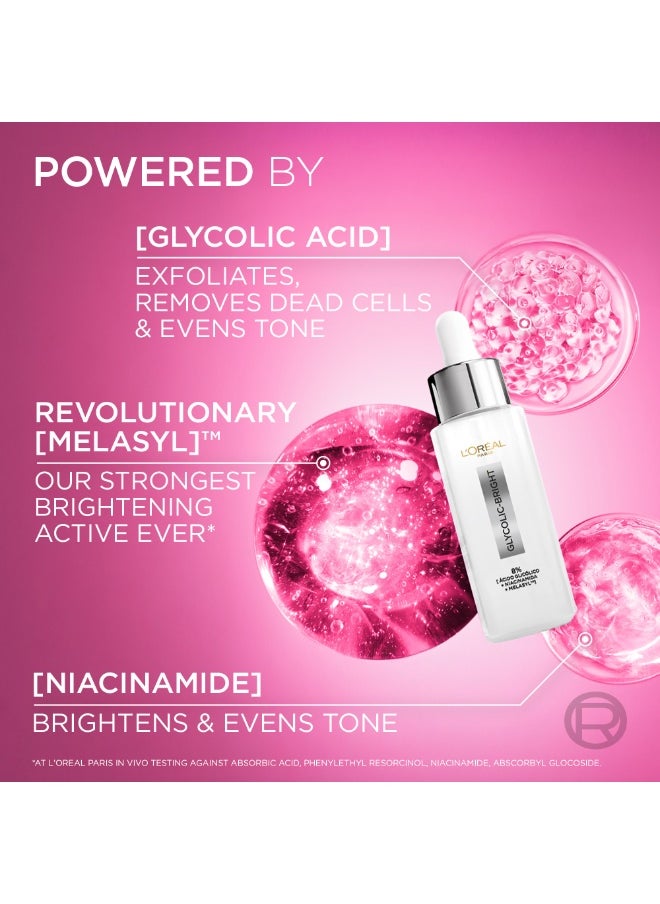 L'OREAL PARIS L'Oréal Paris Glycolic Bright 8% [Melasyl тм + Glycolic + Niacinamide] face serum for Dark Spot & Brightening, 30ml  - Image 5