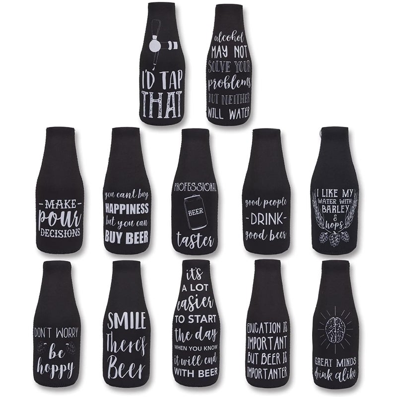 Blue Panda غلاف بيرة نيونبرين باندا زرقاء - 12 أونصة، أسود وأبيض، عبوة من 12 - مبرد زجاجات البيرة وعلب الصودا المعزولة - غلاف زجاجة ماء قابل للغسل في الغسالة - هدايا رحلات وامتيازات الحفلات - Image 1