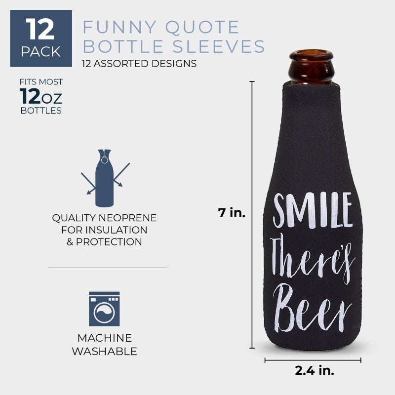 Blue Panda غلاف بيرة نيونبرين باندا زرقاء - 12 أونصة، أسود وأبيض، عبوة من 12 - مبرد زجاجات البيرة وعلب الصودا المعزولة - غلاف زجاجة ماء قابل للغسل في الغسالة - هدايا رحلات وامتيازات الحفلات - Image 3