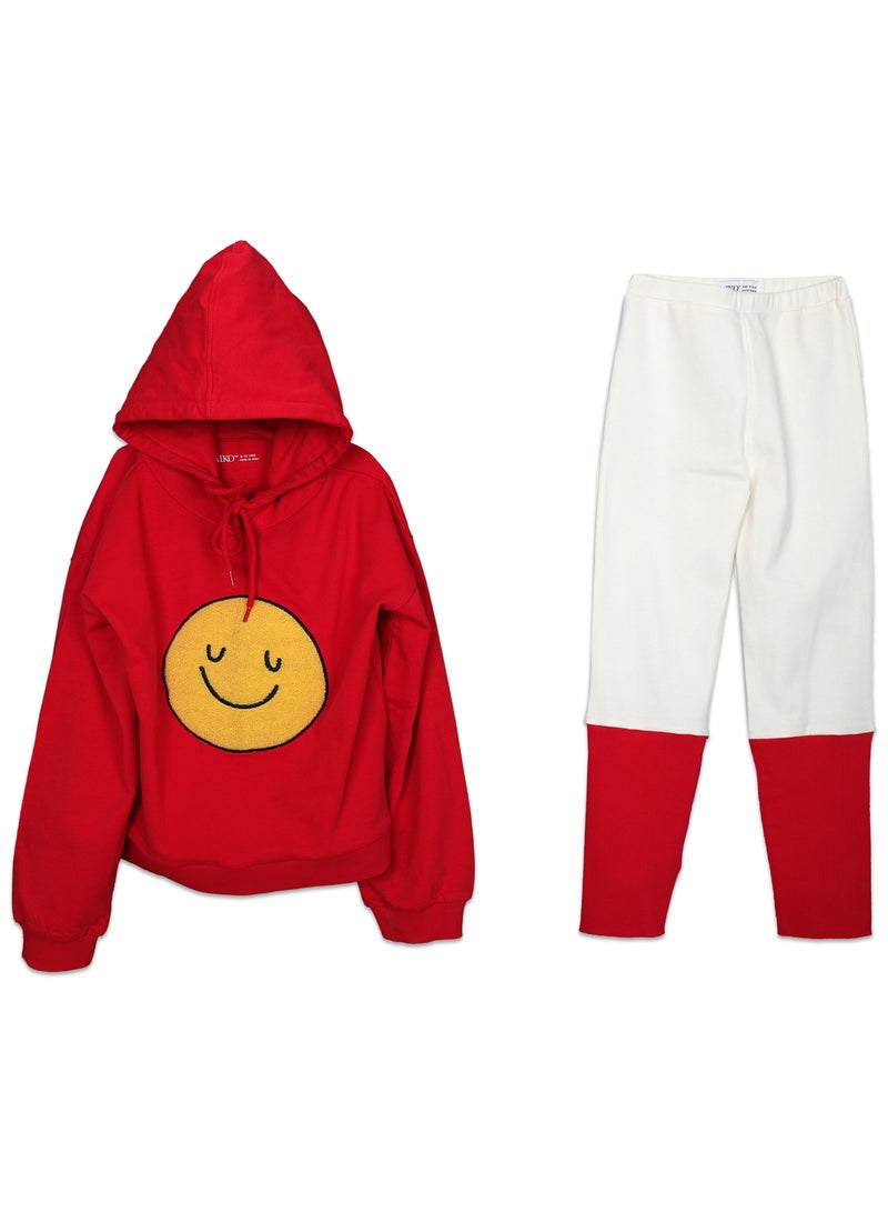 AIKO طقم طويل من قطعتين للأطفال من AIKO - سترة حمراء وسروال أبيض - 9-10 سنوات - Image 2