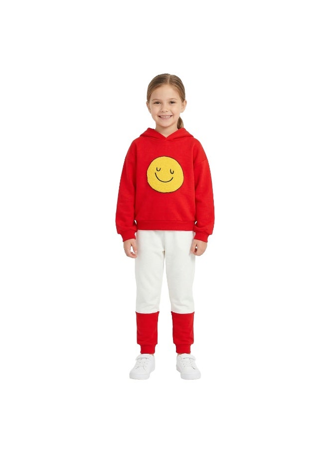 AIKO - Kids Red Sweat Top and White Leggings Long Two Piece Set - Image 1