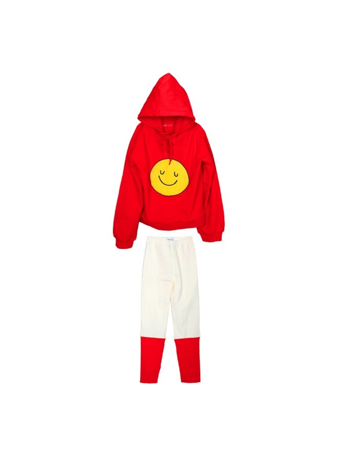 AIKO - Kids Red Sweat Top and White Leggings Long Two Piece Set - Image 2