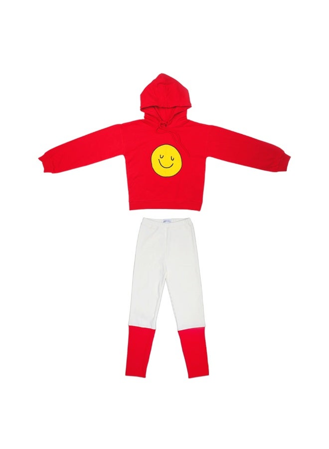AIKO - Kids Red Sweat Top and White Leggings Long Two Piece Set - Image 3