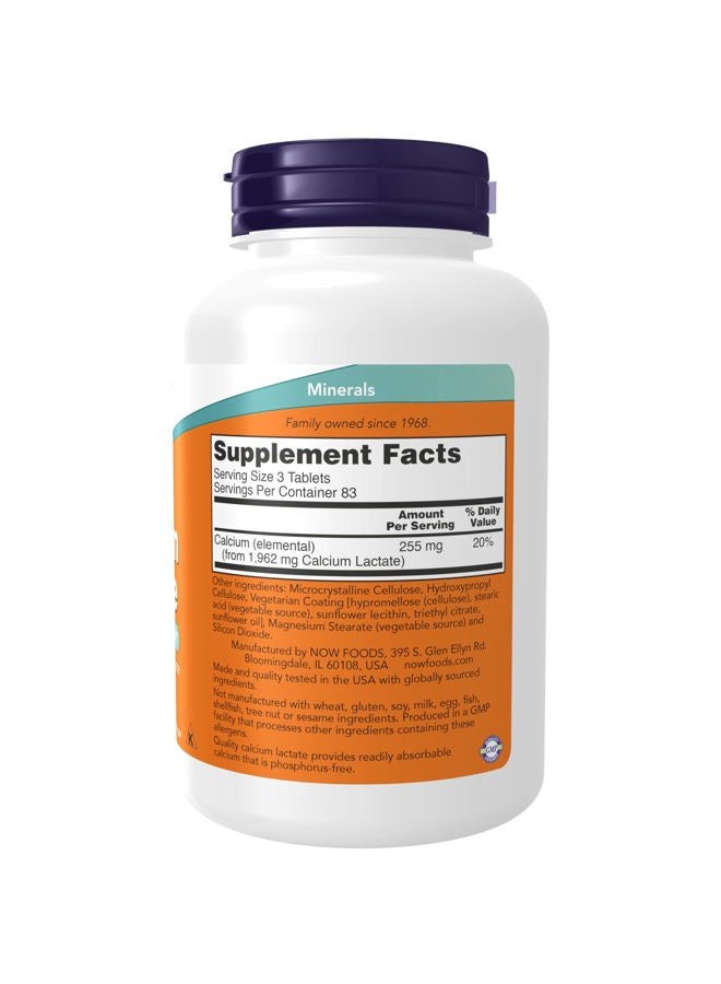 now مكملات، لاكتات الكالسيوم، تدعم صحة العظام، أقراص سهلة البلع، 250 قرص - Image 2