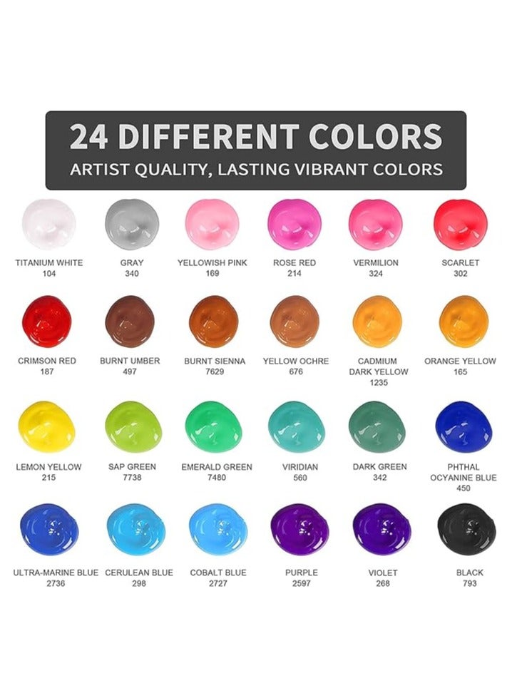 S2C Paul Gra Gan Acrylic Paint set, 24x12ml Tubes Artist Quality oil Acrylic paints water color Non Toxic vibrant colors, Oil paint suitable for beginners & professionals painting on Canvas, wood, clay (Color-24) - Image 3