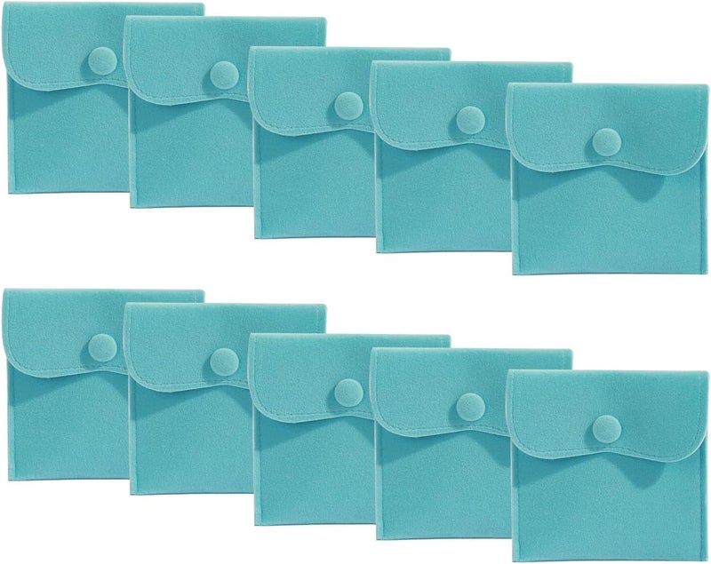 Hsiwto Pack of 10 Velvet Jewelry Pouch Storage Bags Portable Jewelry Gift Bag With Snap Button, Large Blue - Image 1