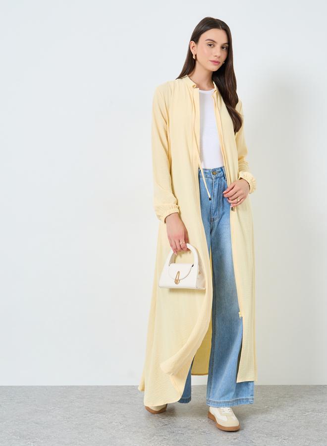 Take Two Women Yellow Zip-Up Maxi Kimono - Image 1
