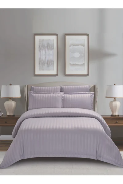 دوناتيلا Striped Duvet Cover Set King Size 220x240 cm - 6-Pcs Bed Set, Microfiber Fabric - 1 Duvet Cover, 1 Fitted Sheet, 2 Pillow Sham, 2 Pillowcase (Filler Not Included)