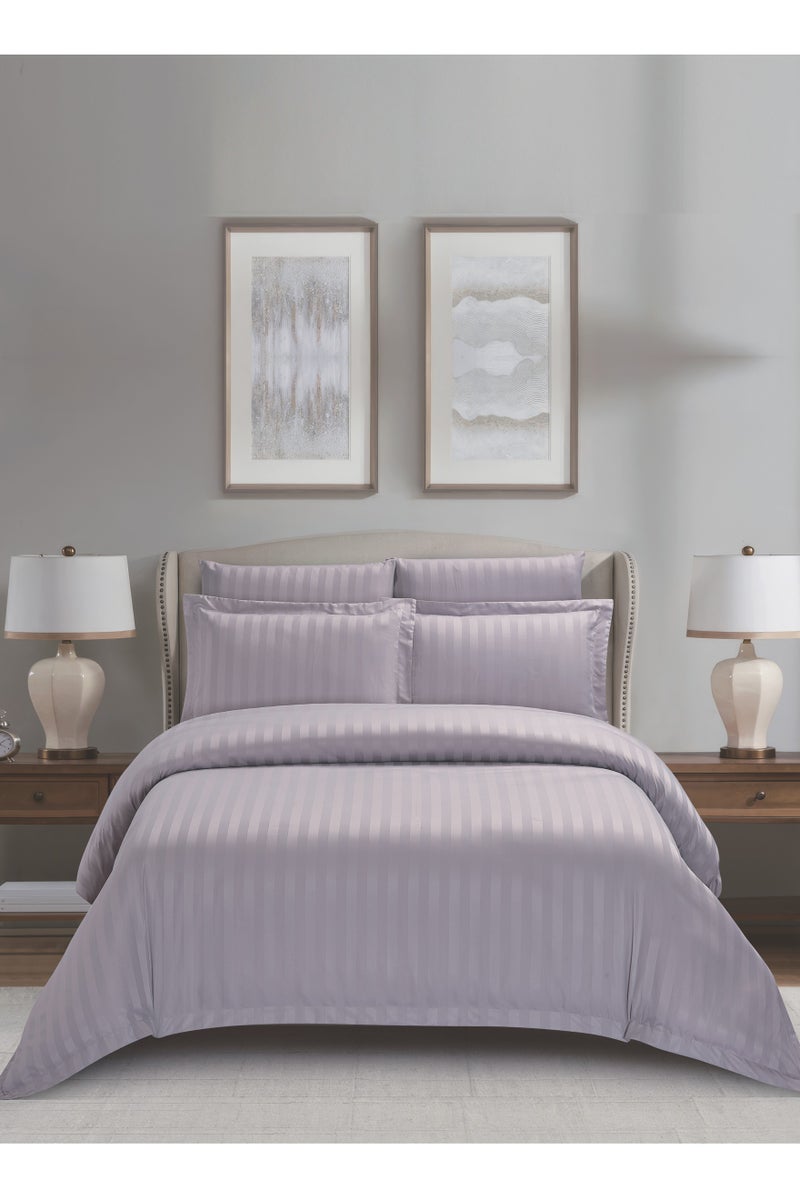 Donetella Striped Duvet Cover Set King Size Fits 200x200cm - 6-Pcs Bed Set, Microfiber Fabric - 1 Duvet Cover, 1 Fitted Sheet, 2 Pillow Sham, 2 Pillowcase (Filler Not Included) - Image 1