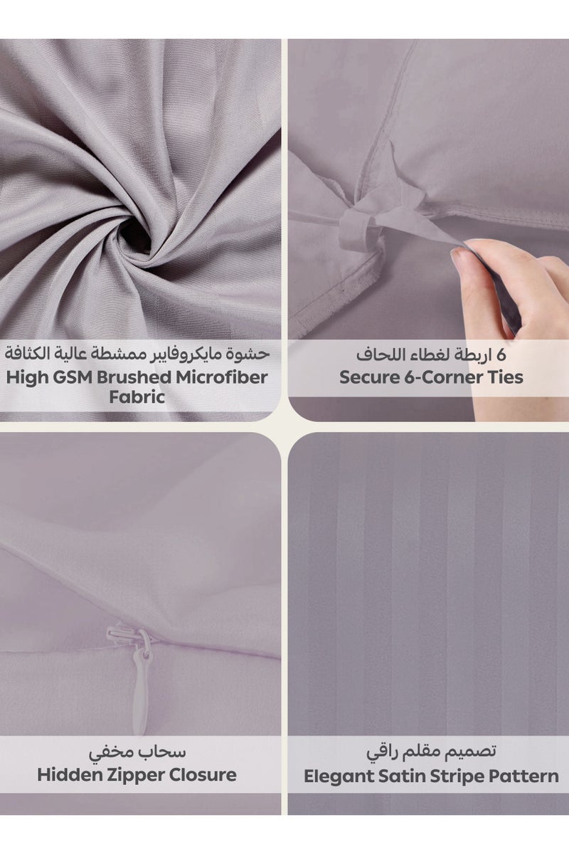 Donetella Striped Duvet Cover Set King Size Fits 200x200cm - 6-Pcs Bed Set, Microfiber Fabric - 1 Duvet Cover, 1 Fitted Sheet, 2 Pillow Sham, 2 Pillowcase (Filler Not Included) - Image 4