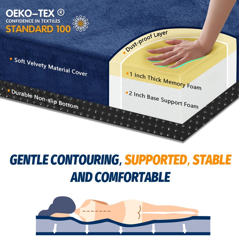 CYMULA CertiPUR-US Memory Foam Camping Mattress Pad, Portable Foam Sleeping Pad for Camping, Roll up Sleeping Mat for Adults Floor Mattress Guest Floor Bed for Sleepover, Car, Tent SUV Single Mattress - Image 2