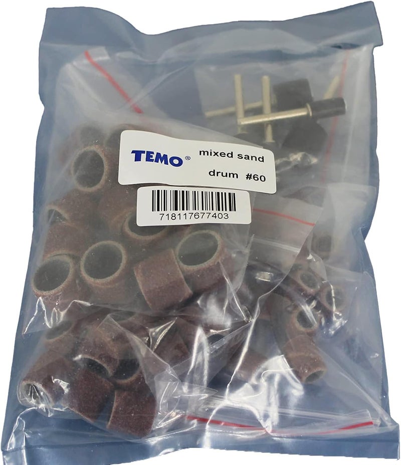 TEMO 51 pc Mixed Size 1/4 Inch 3/8 Inch 1/2 Inch Sand Drum 60 Grit Coarse with 1/8 Inch Mandrels for Dremel Rotary Tools - Image 4