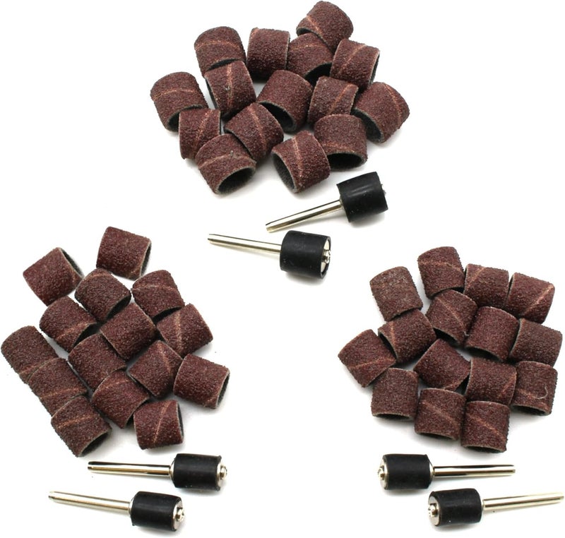 TEMO 51 pc Mixed Size 1/4 Inch 3/8 Inch 1/2 Inch Sand Drum 60 Grit Coarse with 1/8 Inch Mandrels for Dremel Rotary Tools - Image 1