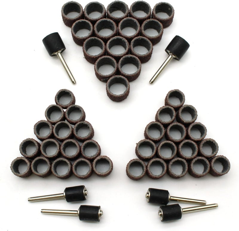 TEMO 51 pc Mixed Size 1/4 Inch 3/8 Inch 1/2 Inch Sand Drum 60 Grit Coarse with 1/8 Inch Mandrels for Dremel Rotary Tools - Image 2