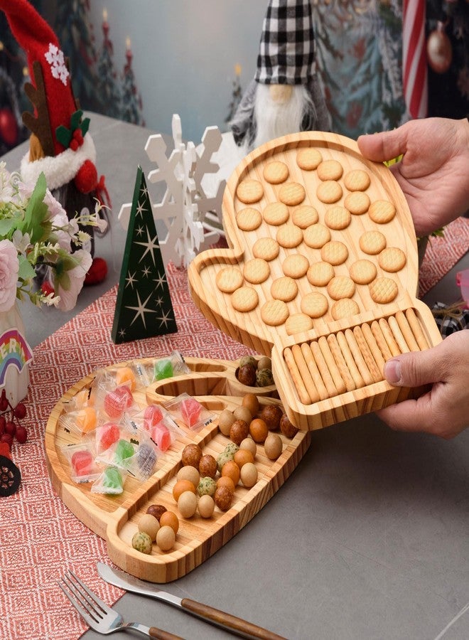 FOBSME 2 Pcs Christmas Serving Trays Santa Hat and Winter Mitten Shape Charcuterie Boards Decorative Wooden Serving Platter Pine Wood Snack Dish Plates for Xmas Holiday Housewarming Present,12.6 Inch - Image 4