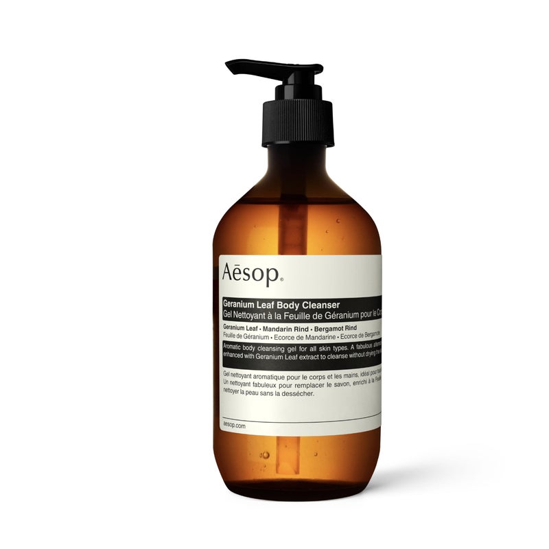 Aesop منظف الجسم من أيسوب بنكهة ورق الجيرانيوم لجميع أنواع البشرة لتنظيف دون تجفيف ورق الجيرانيوم قشر اليوسفي قشر البرغموت 169 أونصة 500 مل
