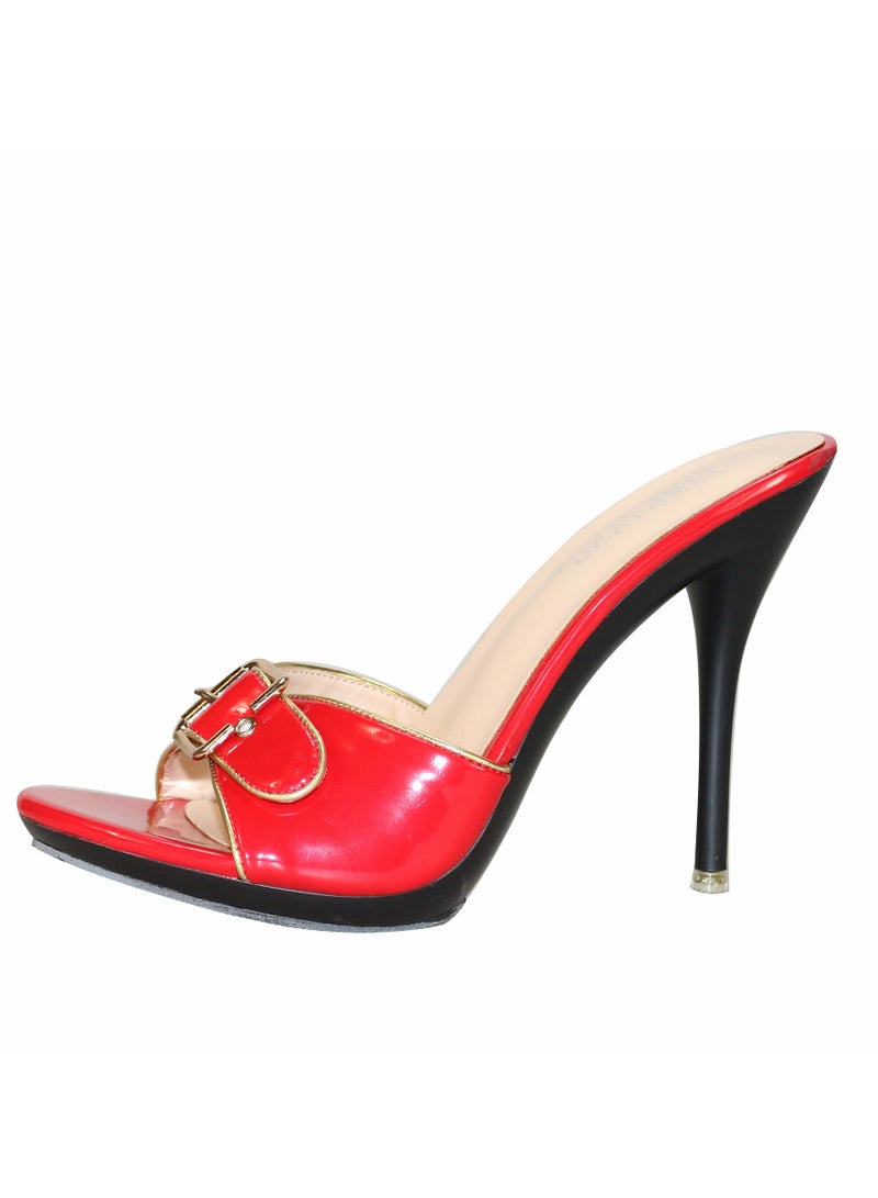 KUYING New Retro Belt Buckle Integrated Slim High Heels