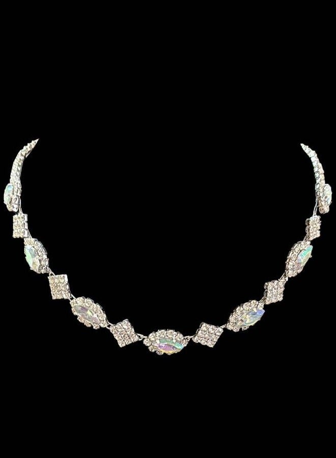 Silver Geometric Choker Necklace for Women with Iridescent Cubic Zirconia Pendant Modern Elegant Jewelry Perfect for Daily and Evening Wear Gift for Her Wife Sister - Image 5