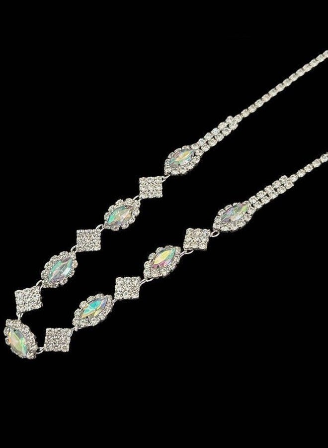 Silver Geometric Choker Necklace for Women with Iridescent Cubic Zirconia Pendant Modern Elegant Jewelry Perfect for Daily and Evening Wear Gift for Her Wife Sister - Image 4