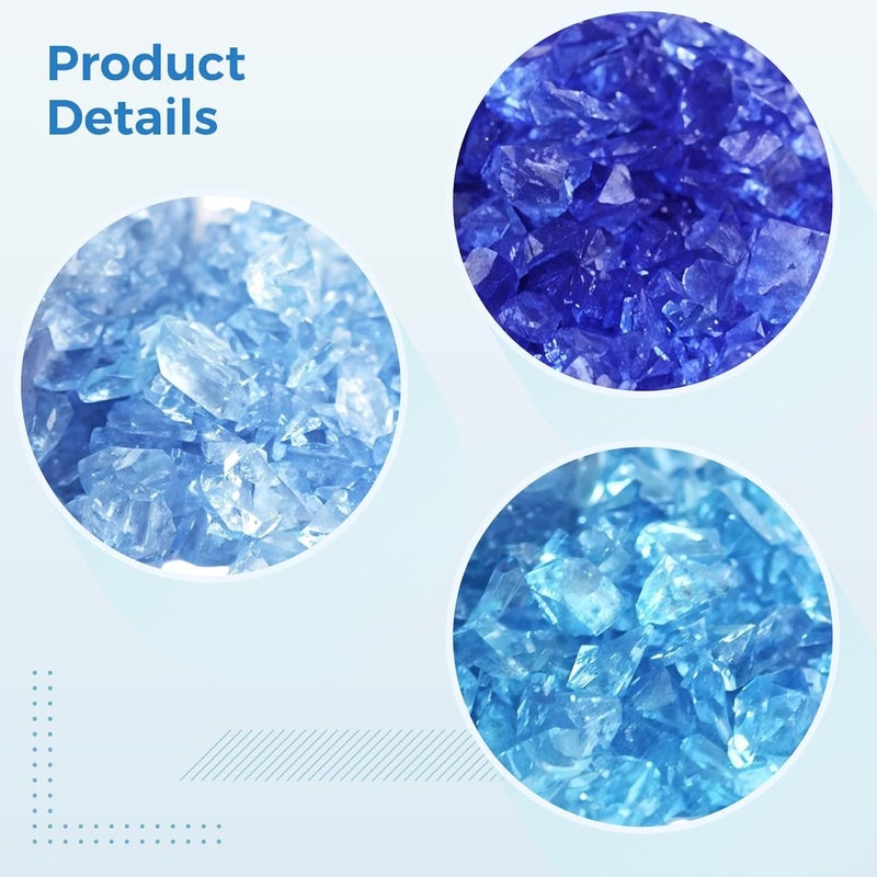 3-Pack Decorative Blue Mosaic Glass Crystals, Crushed Rocks for Crafting, Vases, Aquariums & Garden Design - Image 4