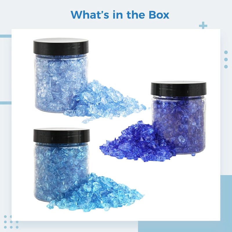 3-Pack Decorative Blue Mosaic Glass Crystals, Crushed Rocks for Crafting, Vases, Aquariums & Garden Design - Image 2