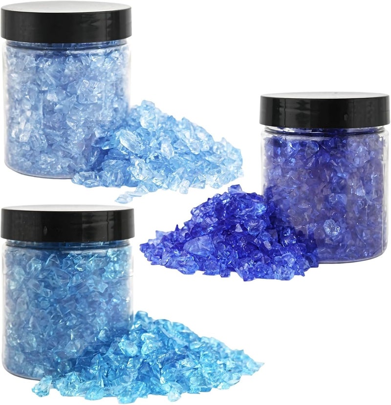 3-Pack Decorative Blue Mosaic Glass Crystals, Crushed Rocks for Crafting, Vases, Aquariums & Garden Design - Image 1