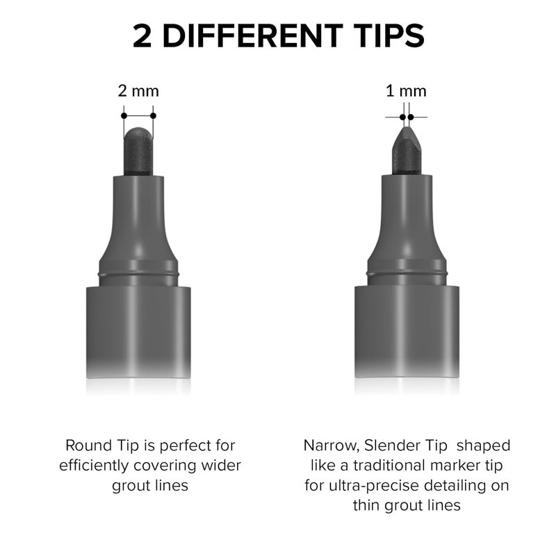 X-Protector Water Based Grout Marker - 2 PCS with 8 Tips, Light Grey - Image 5