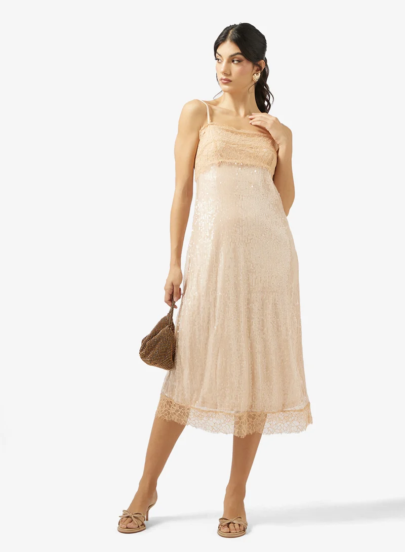 Ginger Strappy Sequin Embellished Evening Dress