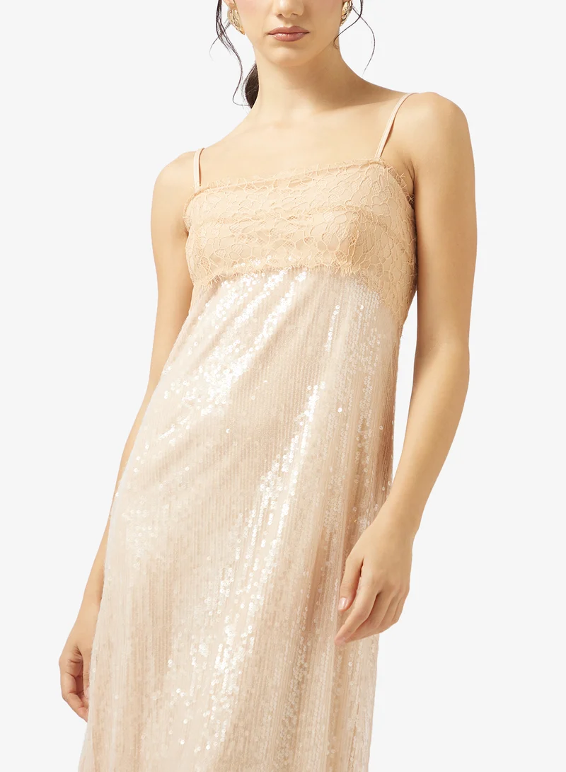 Ginger Strappy Sequin Embellished Evening Dress