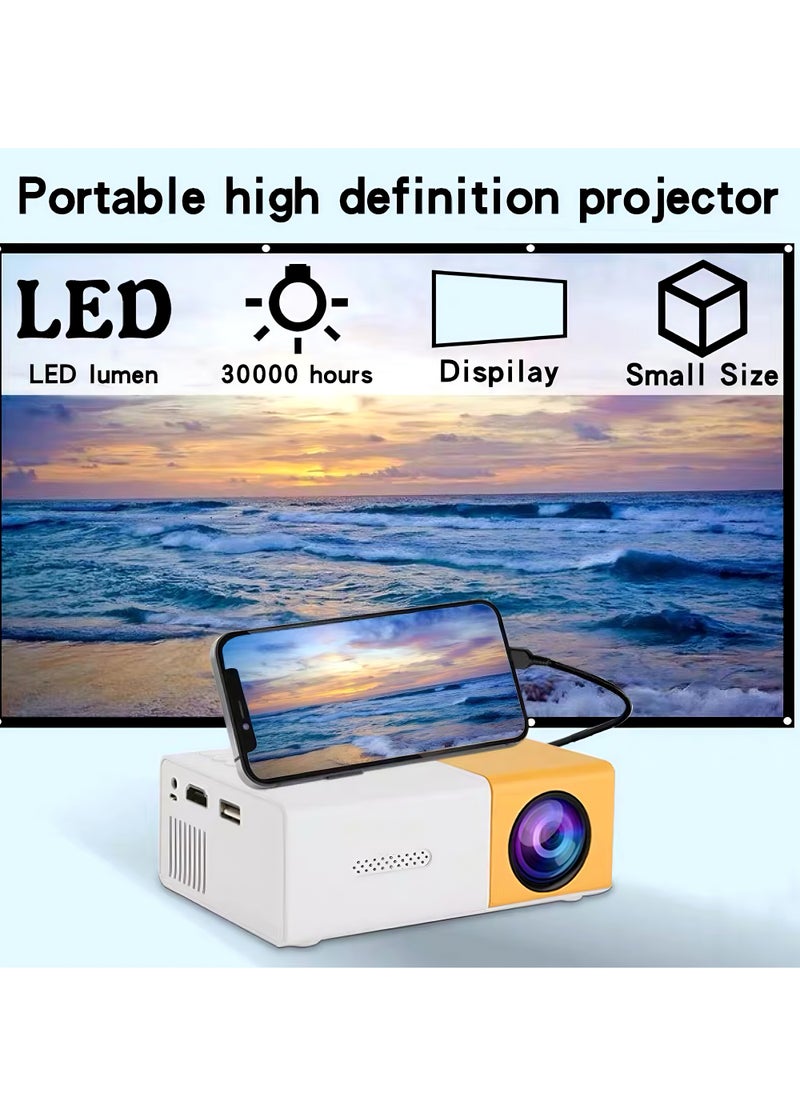 إج - جهاز عرض عالي الوضوح 1080P LED مكتب منزلي صغير محمول، جهاز عرض عالي الدقة، طاقة منخفضة وتبديد حرارة فائق، مشغل فيديو كامل التنسيق: MP4، RMVB، إلخ، يدعم الوسائط المتعددة، مناسب لمختلف فتحات الاتصال - Image 1